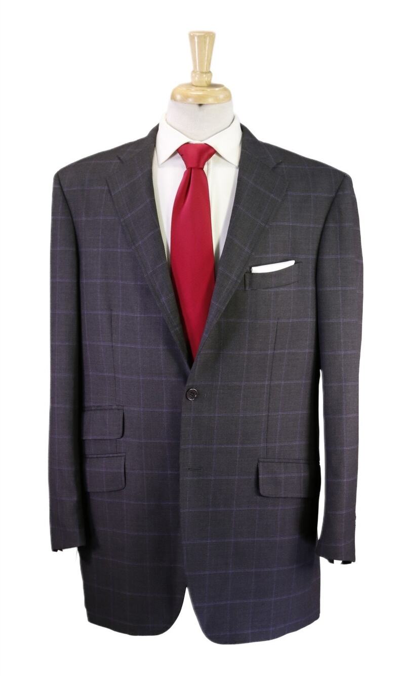 Etro Gray w/ Purple Windowpane 3/2 Roll Lapel Wool Sportcoat Blazer 44L